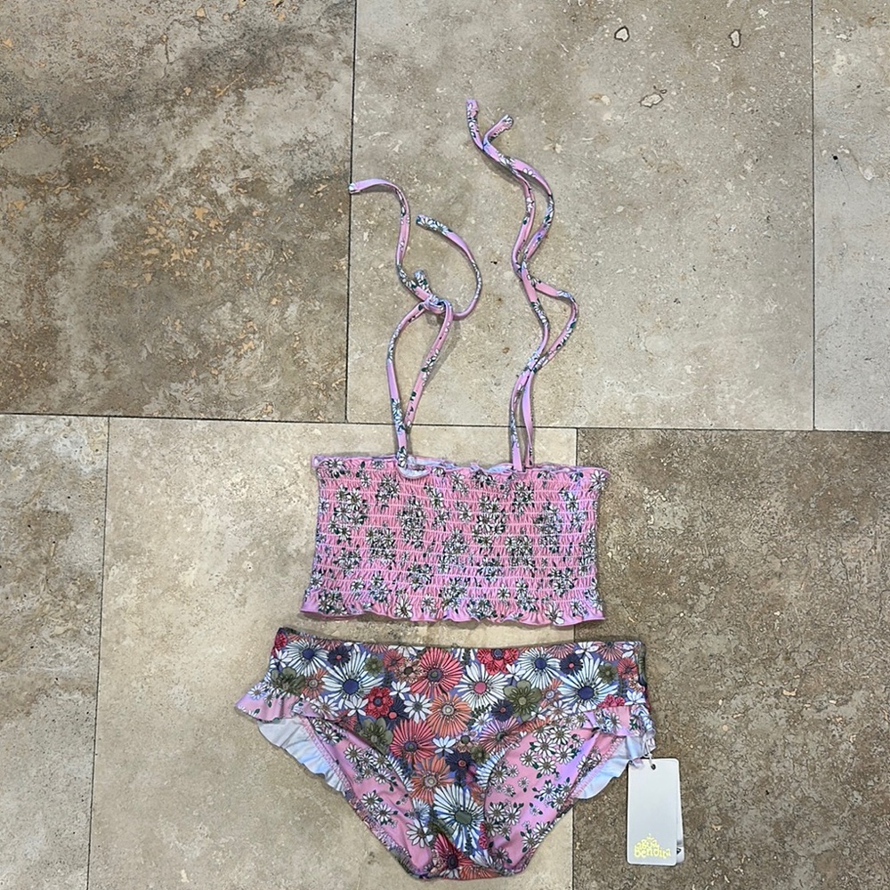 Floral Pink Kids Swimwear Set